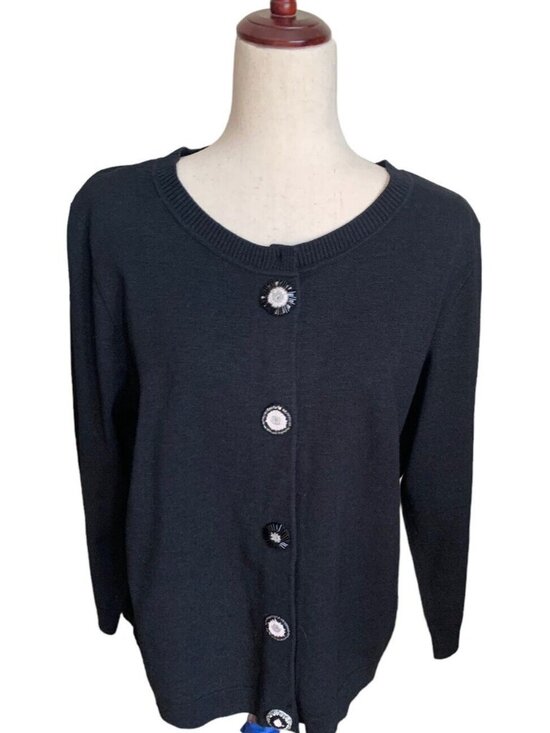 Judith Hart Collection Silk Blend Cardigan Sweater Beaded Crocheted XL Designer - Picture 1 of 11